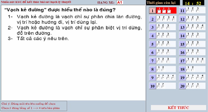 Những thay đổi khi thi lý thuyết sát hạch lái xe A1